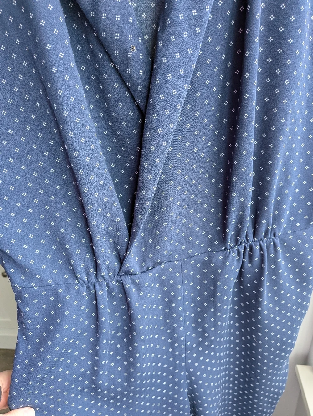 J. Crew Navy Blue Geometric Dot V-Neck Jumpsuit H6250 SP18 Size 6